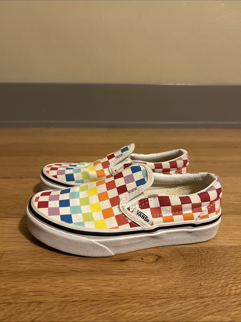 Vans Kids Slip-On Checkerboard Sneakers - Rainbow Multicolor - Picture 5 of 9